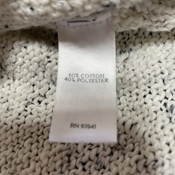 J. Jill Speckled Knit Tunic Sweater Size M Ivory Gray 3/4 Sleeves Notch Hem - Picture 9 of 11